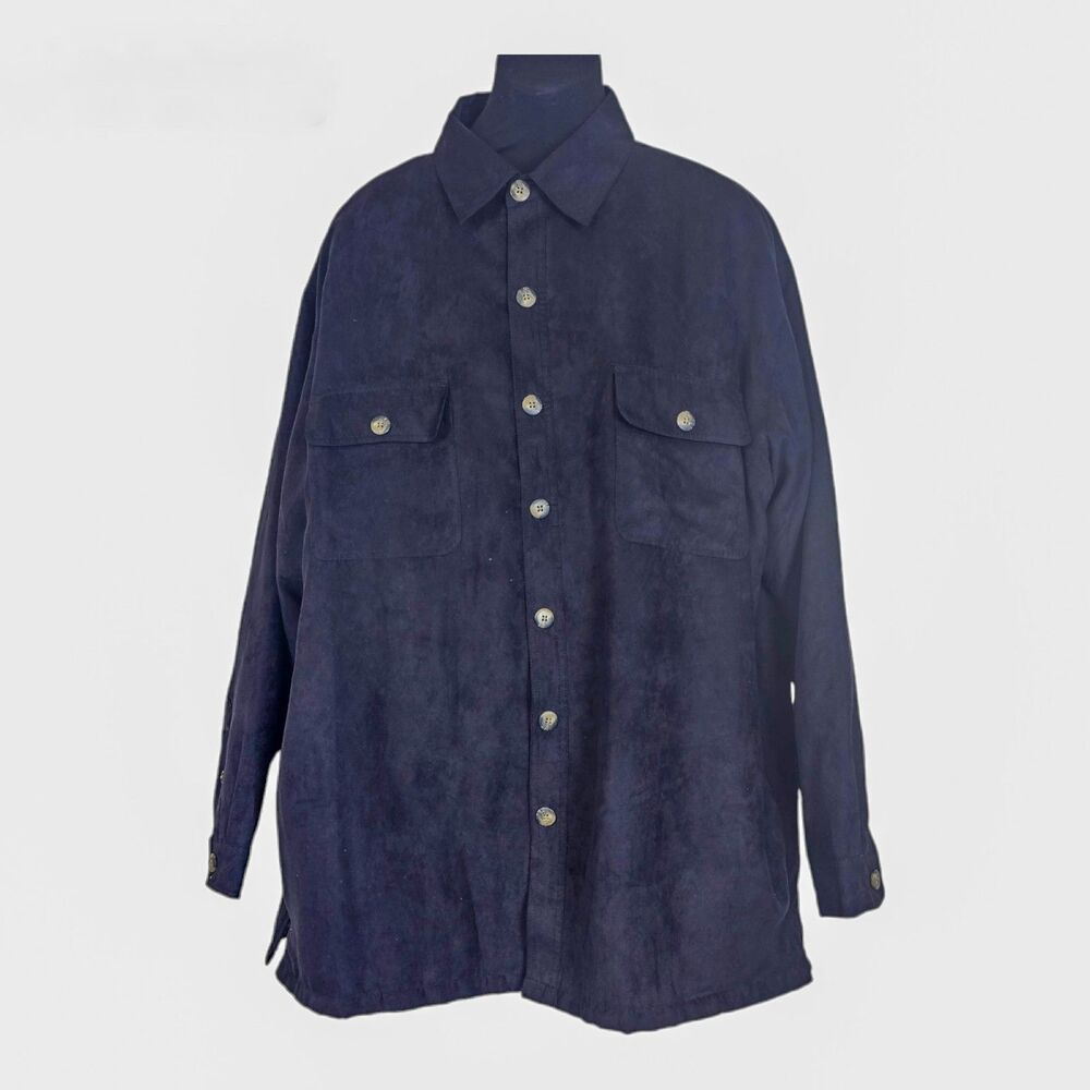 St. John's Bay Black Suede Quilted Shacket Size XXL